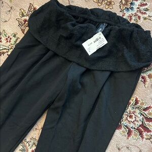 Elan Foldover Black Terry Super Comfy Pants-Sz L